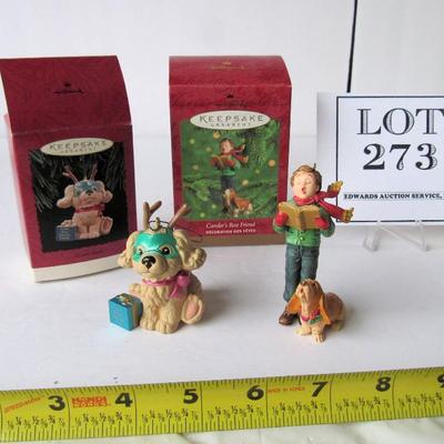2 Hallmark Christmas Ornaments: Secret Santa, 1994 and Caroler's Best Friend, 2000