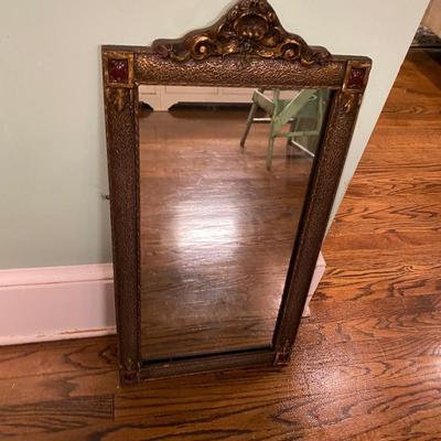 Antique Arts and Crafts Hammered Copper  Mirror