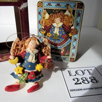 Grandeur Noel Angel Christmas Ornament in Matching Tin