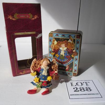 Grandeur Noel Angel Christmas Ornament in Matching Tin