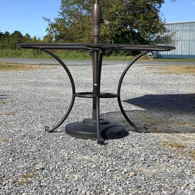 6287 Outdoor Round Glass Top Table & 8' Crank Umbrella