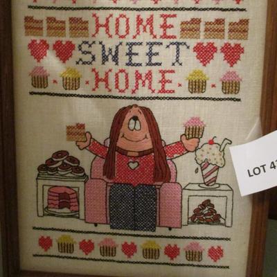 Framed Cross-stitch Cathy  & Lamp
