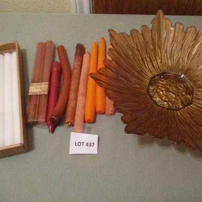 Amber Candy Dish; Candles