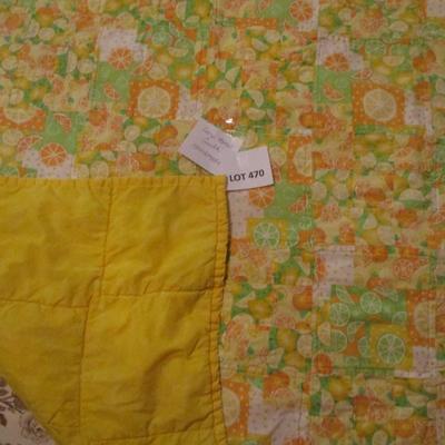 Lemon/Lime/Oranges Throw Quilt Handmade