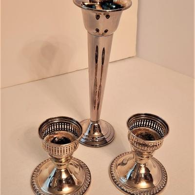 Lot #50  Lot of 3 Sterling Silver Candlesticks