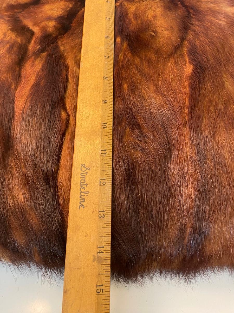 Vintage Rusty Red Brown Mink Fur Hand Warmer Muff