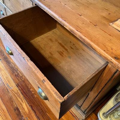 Circa 1800's ~ Mercantile Store Display Hutch ~ Solid Wood ~ Heavy ~ 2 Pieces