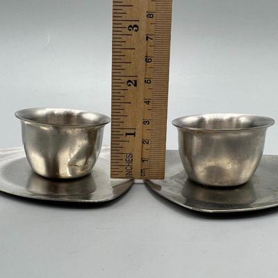 Pair of Retro Stainless Steel Old Hall England Candleholders