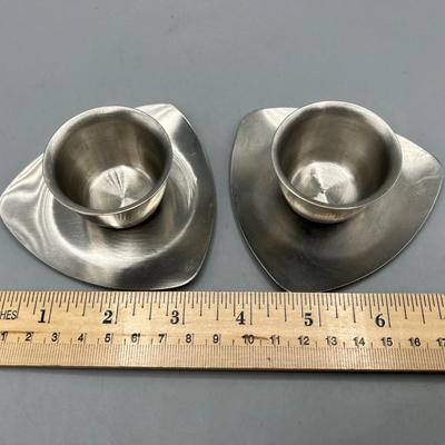 Pair of Retro Stainless Steel Old Hall England Candleholders