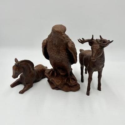 MILL MFG. ~ Pecan Shell & Resin ~ Five (5) Assorted Wildlife Figurines