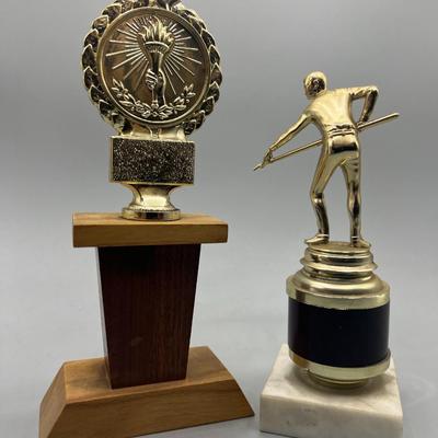 Pair of Retro Pool Hall Billiards Award Trophies