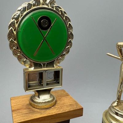 Pair of Retro Pool Hall Billiards Award Trophies