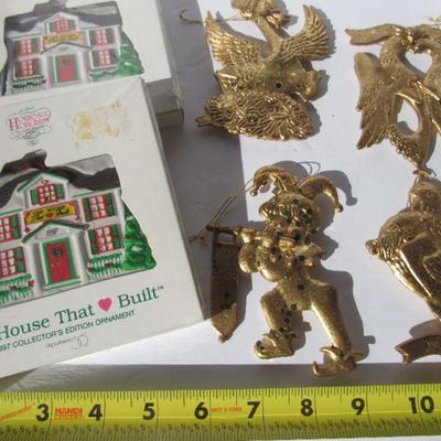 Lot of Christmas Ornaments and Snowman Pin