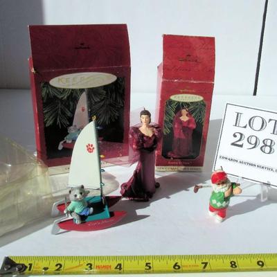 Lot of 3 Hallmark Christmas Ornaments: Scarlet O'Hara 1997, Cat's Meow 1994, Golf Santa 1989