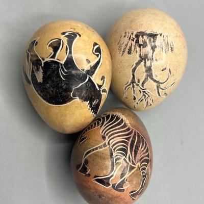 Lot of African Wild Animal Themed Marble Stone Displayable Decor Eggs