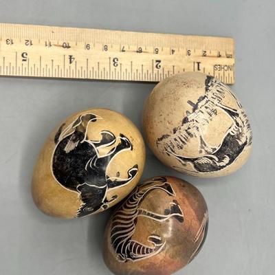 Lot of African Wild Animal Themed Marble Stone Displayable Decor Eggs