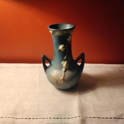 Roseville Pottery Blue Snowberry Vase #IV2-7,  Circa 1947