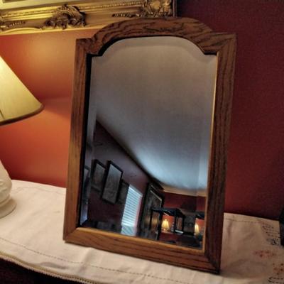 Vintage Oak Trimmed Mirror