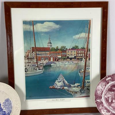6249 Inner Harbor Annapolis Print w/ 2 Collectable Annapolis Plates