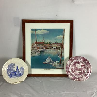 6249 Inner Harbor Annapolis Print w/ 2 Collectable Annapolis Plates