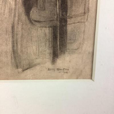 6250 Original Charcoal of Horse by Elsa Goatee 1908
