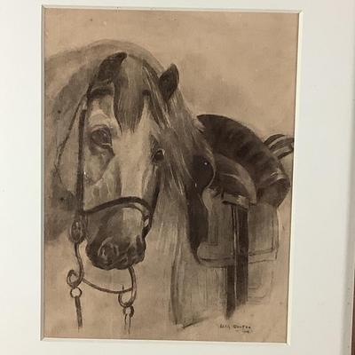 6250 Original Charcoal of Horse by Elsa Goatee 1908