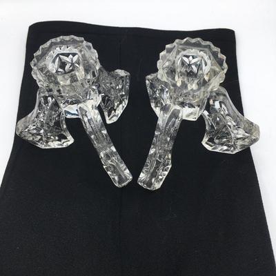 Pair of vintage three leg glass candleholders