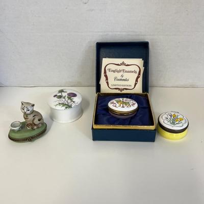 6266 Crummel Enamel Boxes and Limoge Kitten Box