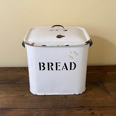 Vintage Enamel Lidded Bread Tin