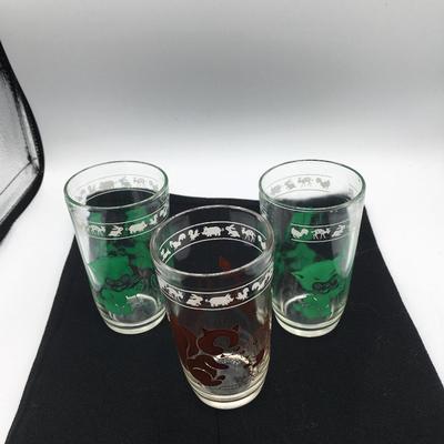 3 pc. Mid-century animal design juice glasses