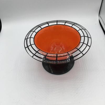 Westmoreland Orange ware Lattice vase Art Deco