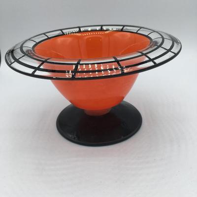 Westmoreland Orange ware Lattice vase Art Deco