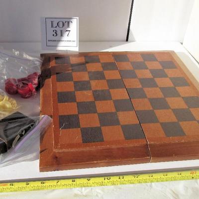 Wood Checkers Board and Accessories