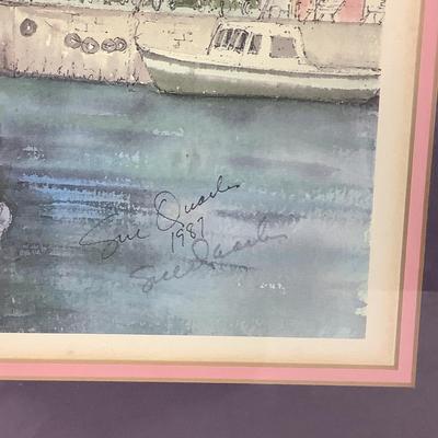 6272 Vintage Signed Watercolor Print by Sue Quarles 1987