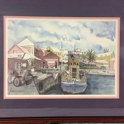 6272 Vintage Signed Watercolor Print by Sue Quarles 1987