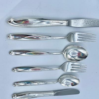 12 Settings Mid Century Modern STERLING SILVER by Reed & Barton â€œ Silver Sculpture â€œ Flatware