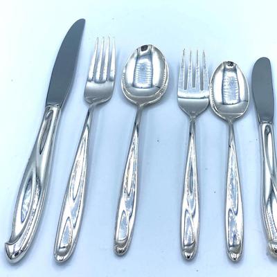 12 Settings Mid Century Modern STERLING SILVER by Reed & Barton â€œ Silver Sculpture â€œ Flatware