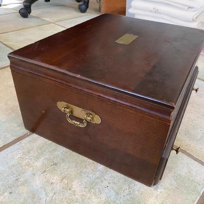 Vintage LUNT Silver Storage Box Blue Velvet Art Deco lettering