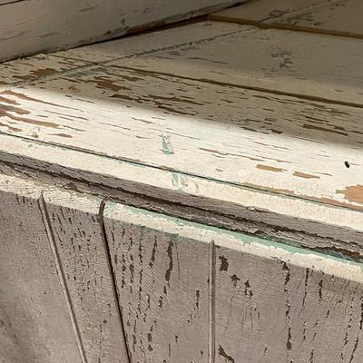 Vintage â€œRusticâ€ Off White Distressed Solid Wood Corner Cabinet ~ *Read Details
