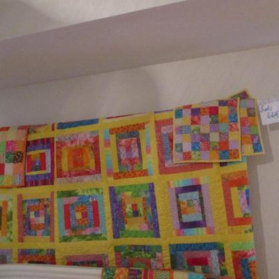 Handmade Quilt and Holding Rod -- King