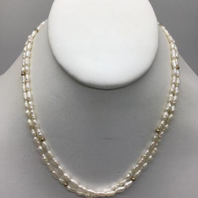 Dainty Pearl Necklace With Gold Tone Clasp and accent Beads