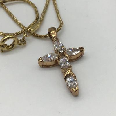 Beautiful Gold Tone Dainty Cross Necklace