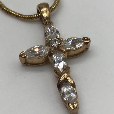 Beautiful Gold Tone Dainty Cross Necklace