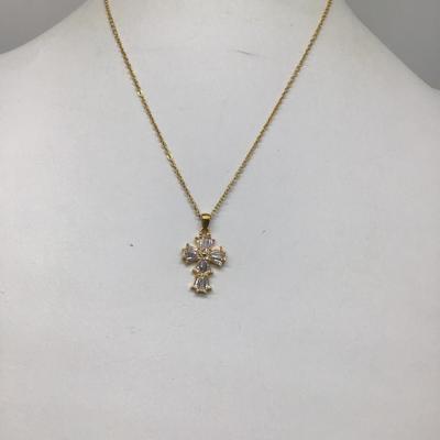 Pretty Dainty Rhinestone Cross Necklace
