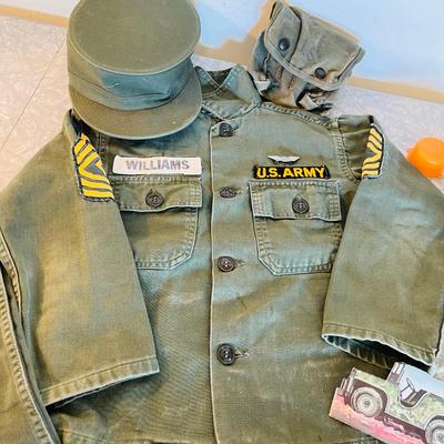 Kids size Military Uniform & home made footlocker