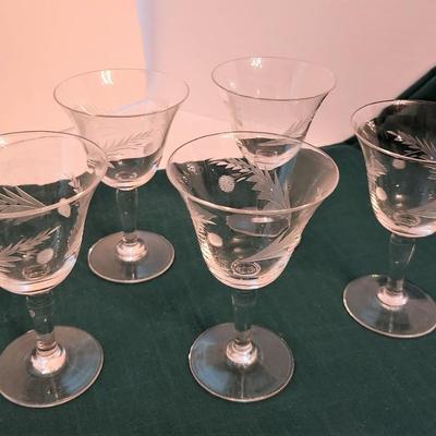 Lot #61  Lot of 5 Vintage Crystal Liqueur Glasses