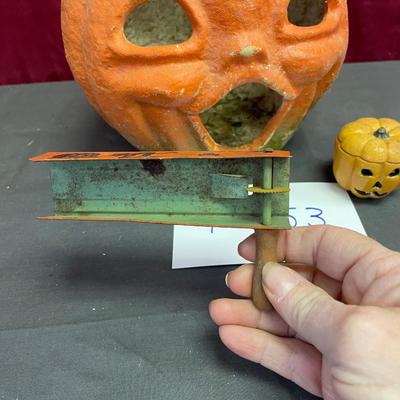 Vintage paper pulp jack-o-lantern, Halloween noise maker