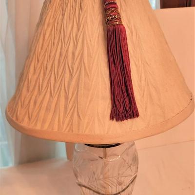 Lot #62  Traditional Crystal Table Lamp - works