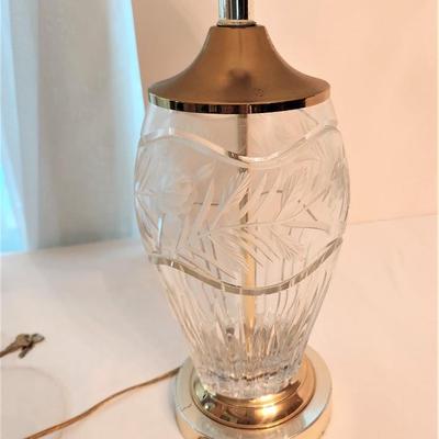 Lot #62  Traditional Crystal Table Lamp - works