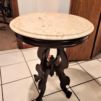 Lot #68  Contemporary Marble Top Side Table - Antique styling